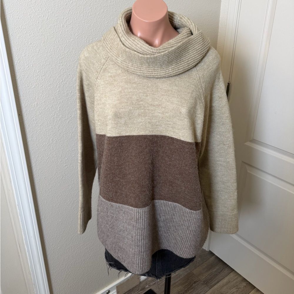 Cyrus Knit Colorblock Cowl Neck Sweater XL
